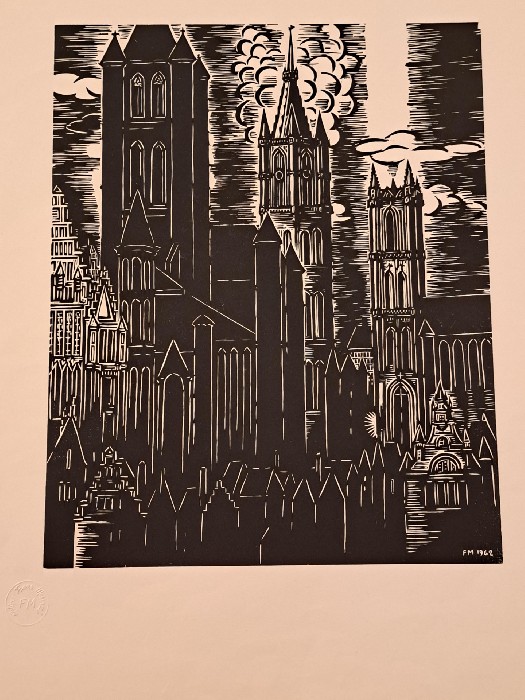 Frans Masereel Gravure sur bois woodcut L'étalage Vitrine Des Grands Magasins